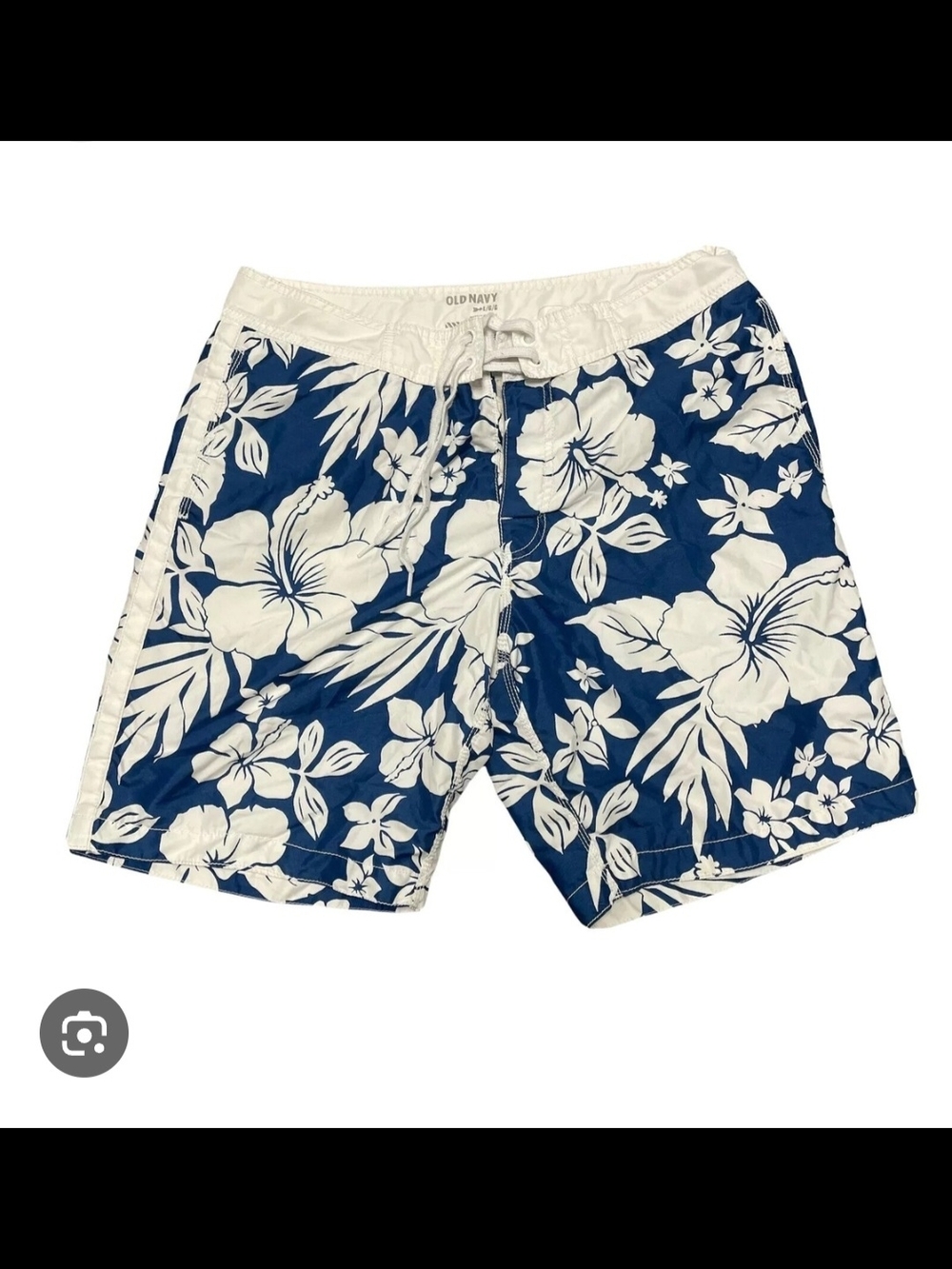 Old Navy Navy Blue and White Floral Swim Shorts
